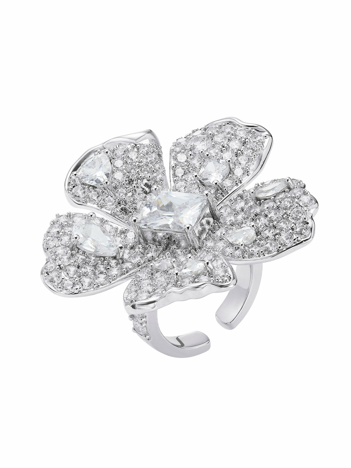 Lyra Floral Crystal White Ring - Nana Jacqueline