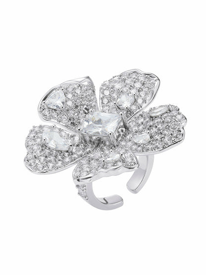 Lyra Floral Crystal White Ring - Nana Jacqueline