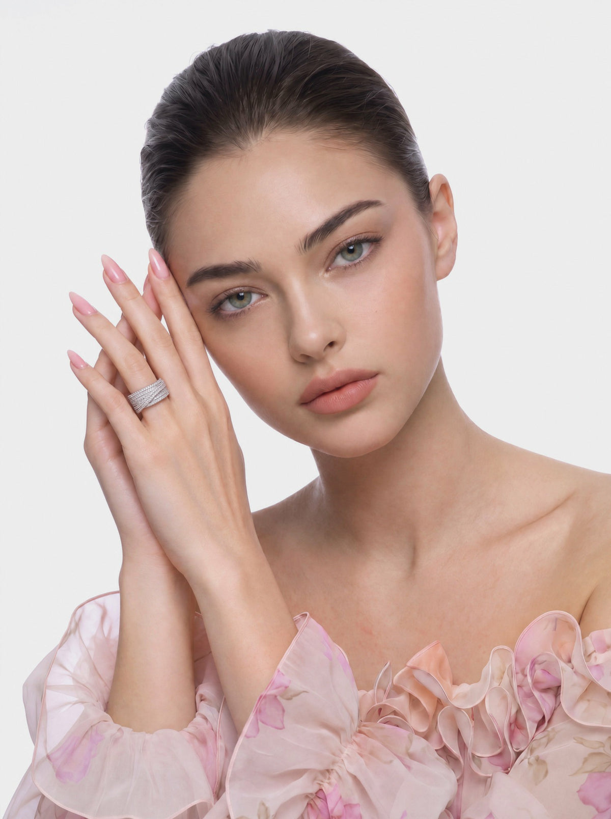 Ivelle Pave Wide White Ring - Nana Jacqueline