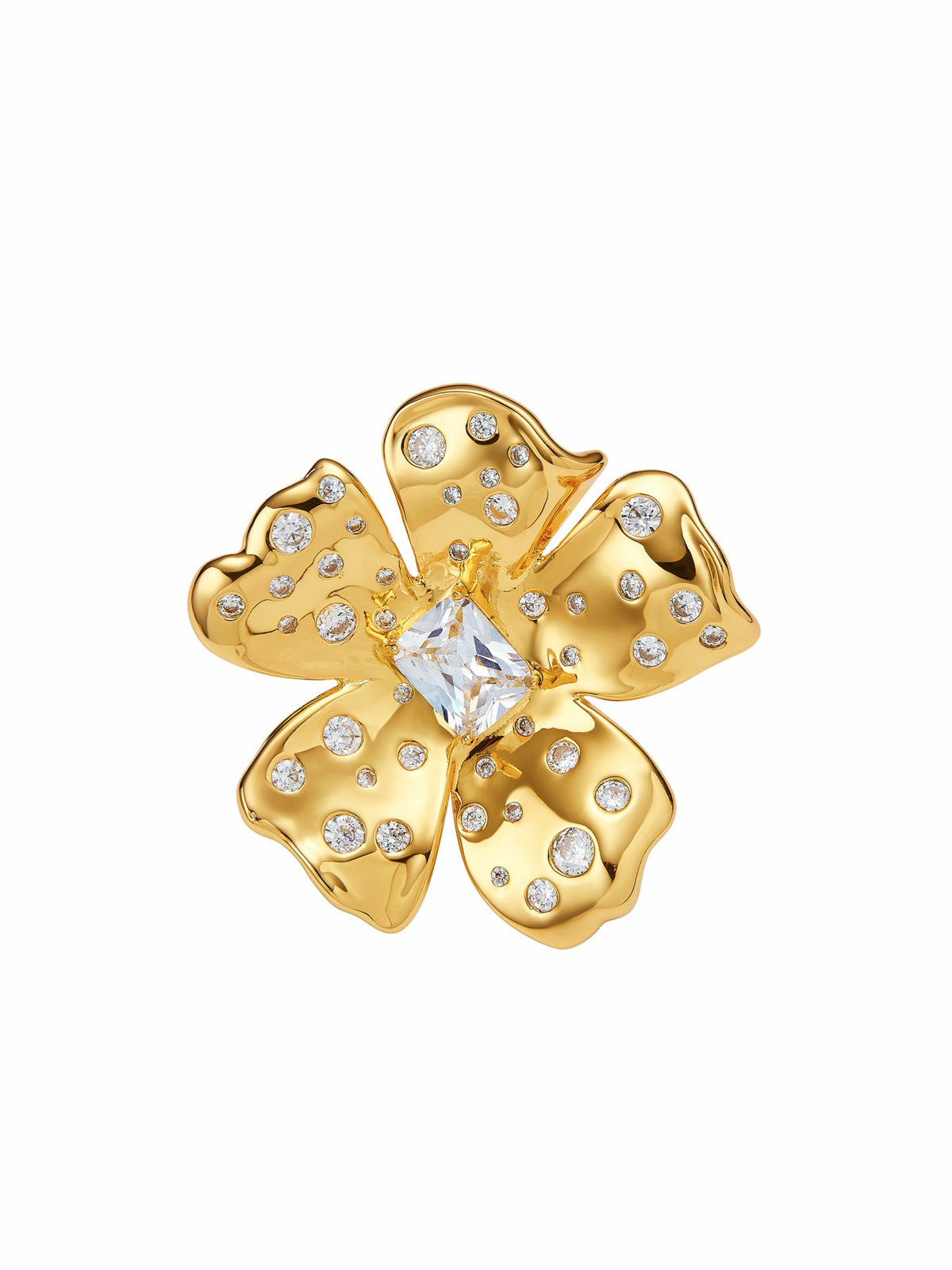 Talluah Floral Crystal Gold Ring - Nana Jacqueline