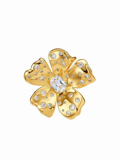 Talluah Floral Crystal Gold Ring - Nana Jacqueline