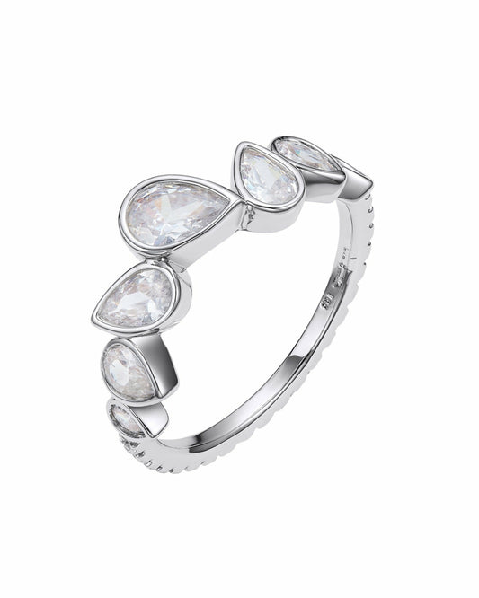 Mirabelle Teardrop Ring: Silver Ring for Cocktail Party - Nana Jacqueline