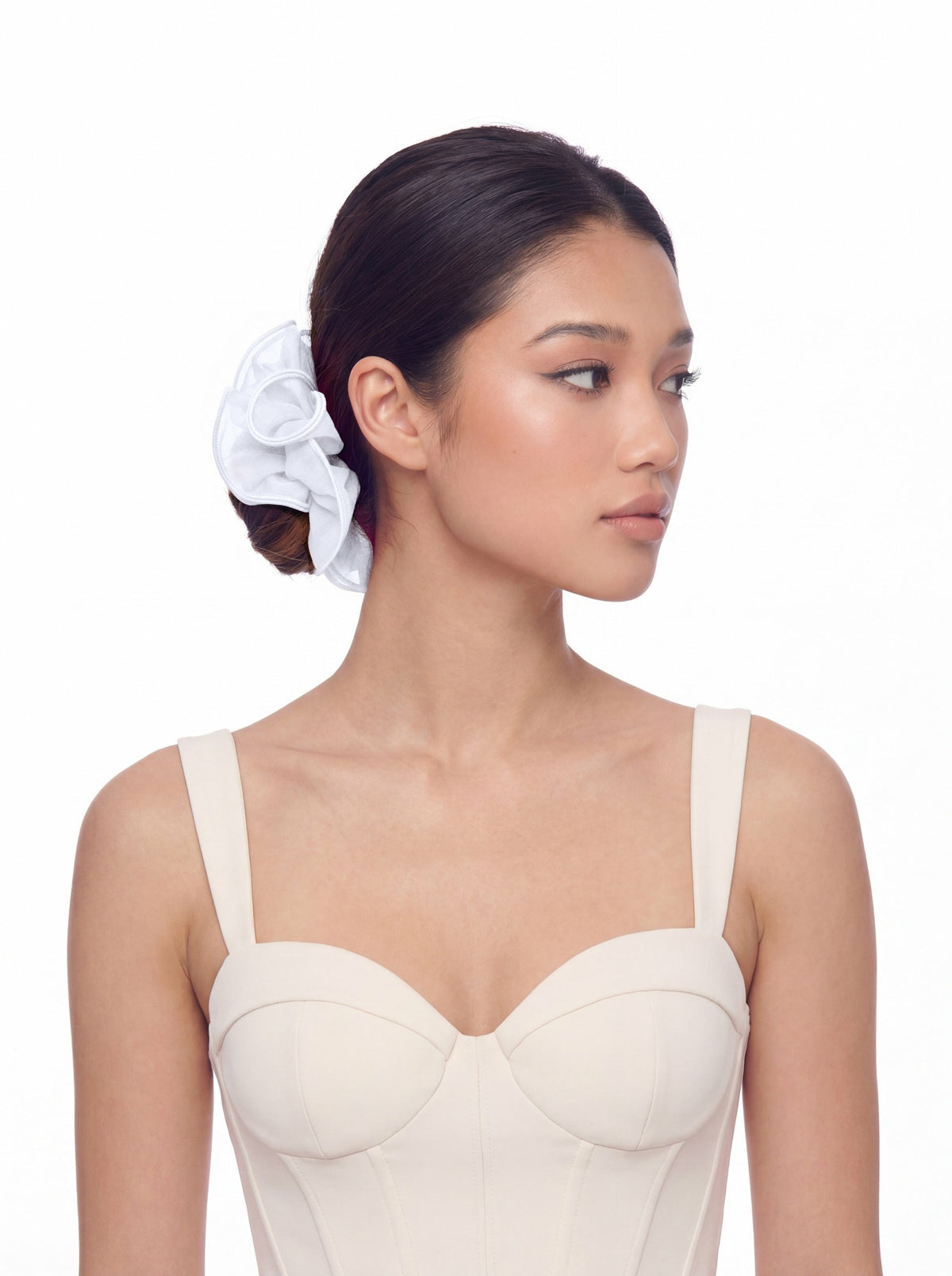 Nolita Ruffle White Hair Tie - Nana Jacqueline