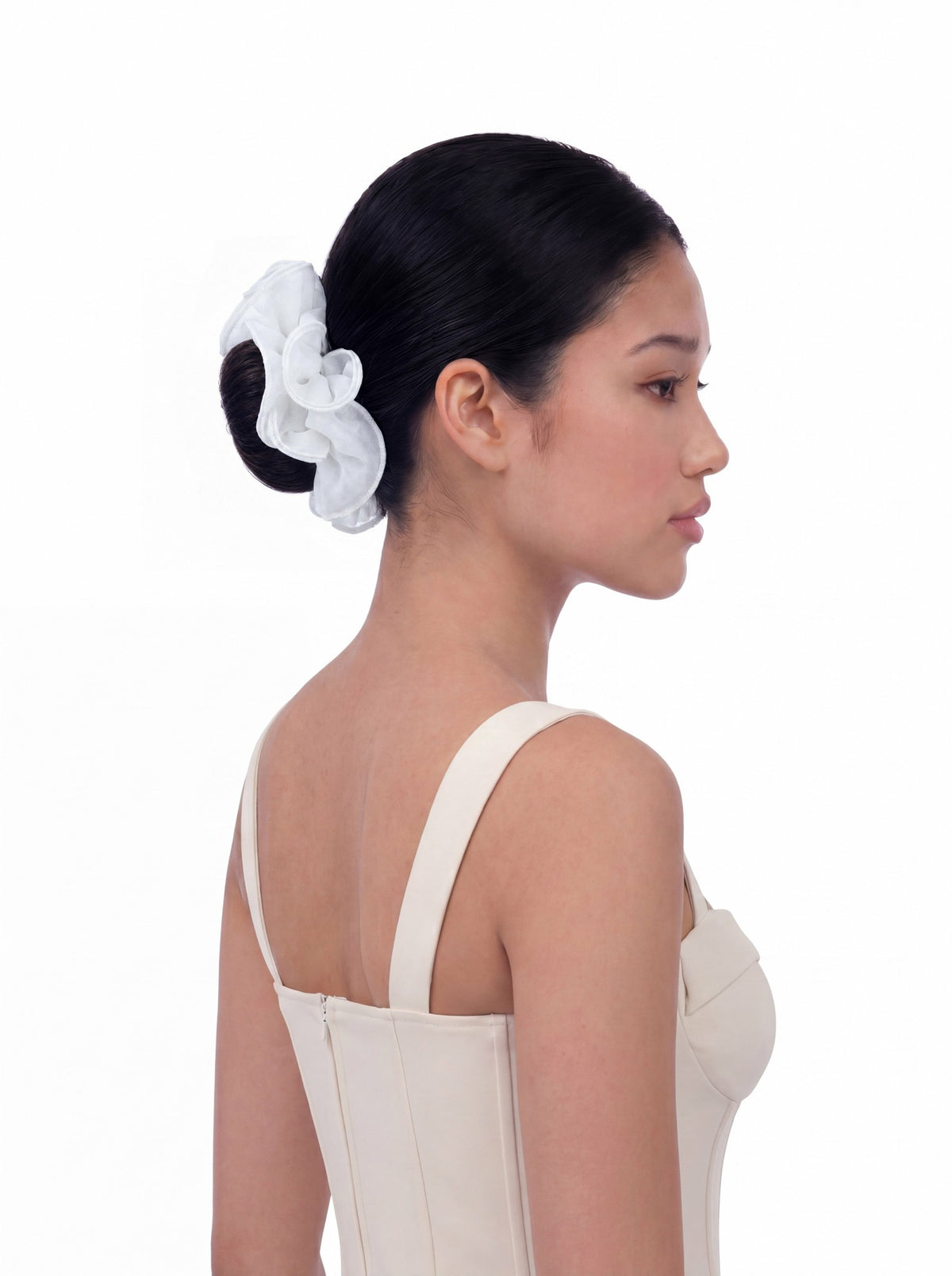 Nolita Ruffle White Hair Tie - Nana Jacqueline