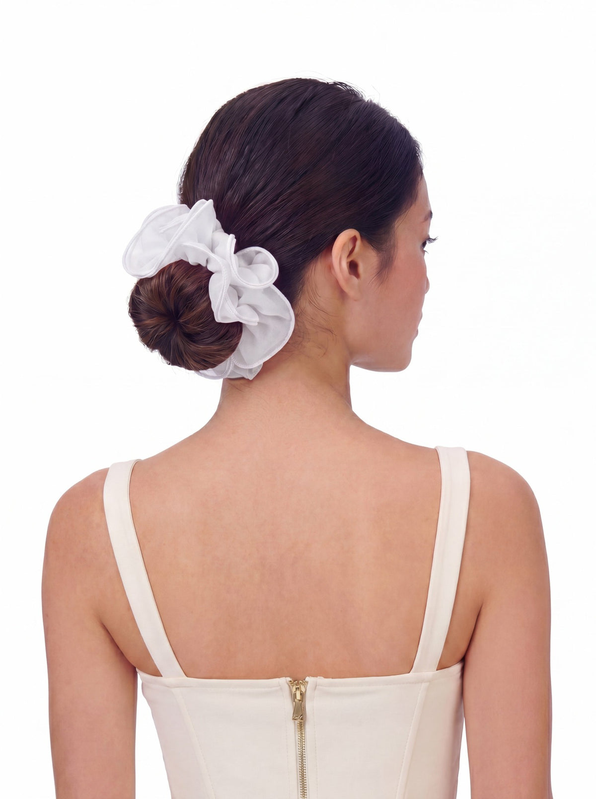 Nolita Ruffle White Hair Tie - Nana Jacqueline