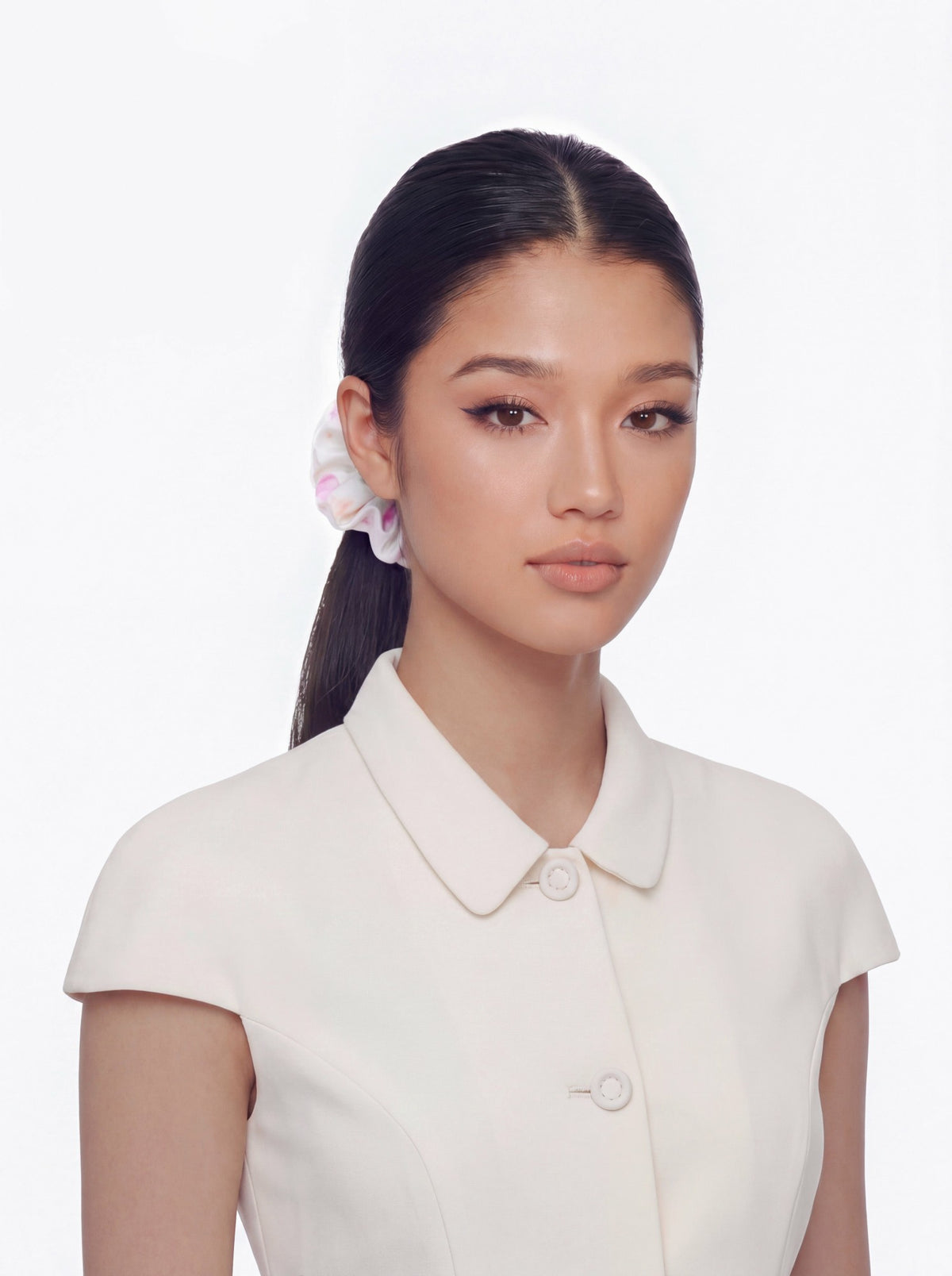 Novella Crystal Logo Ivory Hair Tie - Nana Jacqueline
