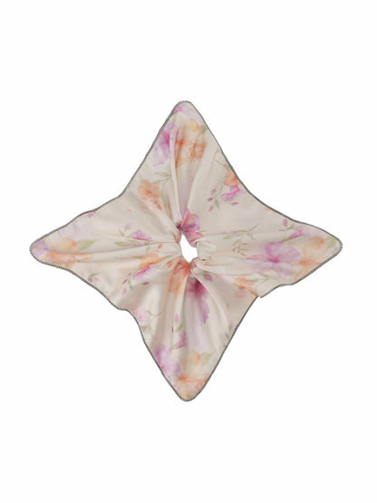 Bloomie Floral Print Cream Hair Tie - Nana Jacqueline