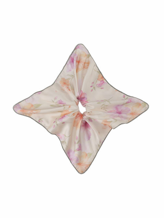 Bloomie Floral Print Cream Hair Tie - Nana Jacqueline