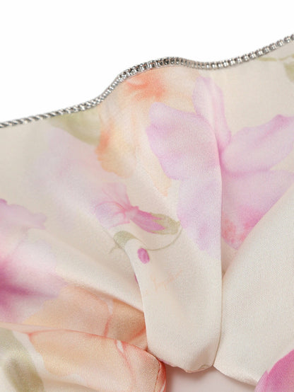 Bloomie Floral Print Cream Hair Tie - Nana Jacqueline