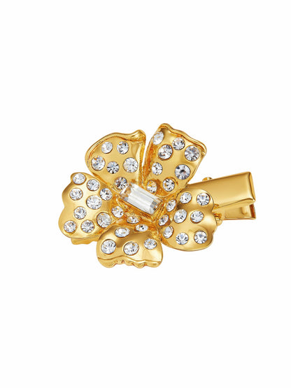 Florabelle Crystal Flower Gold Hair Clip - Nana Jacqueline
