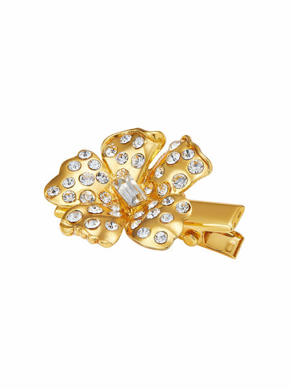 Florabelle Crystal Flower Gold Hair Clip - Nana Jacqueline