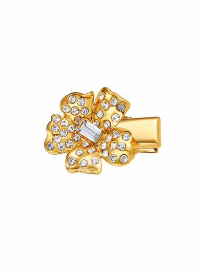 Florabelle Crystal Flower Gold Hair Clip - Nana Jacqueline