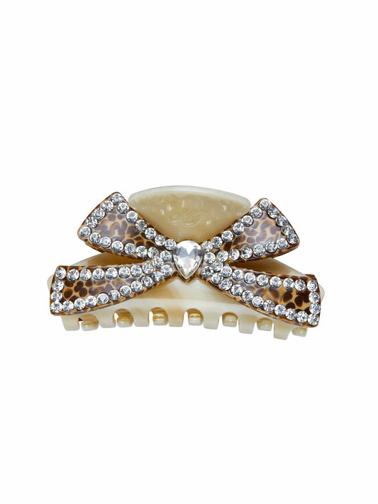 Milania Crystal Bow Beige Hair Clip - Nana Jacqueline