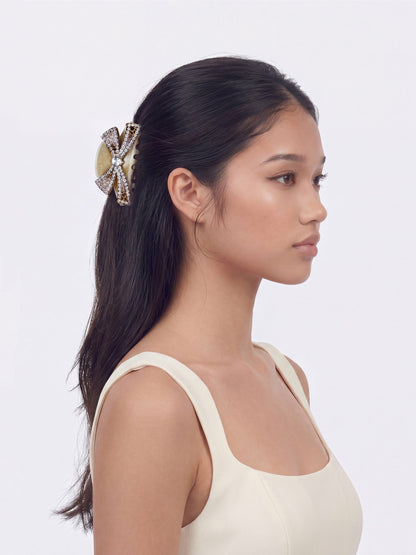 Milania Crystal Bow Beige Hair Clip - Nana Jacqueline