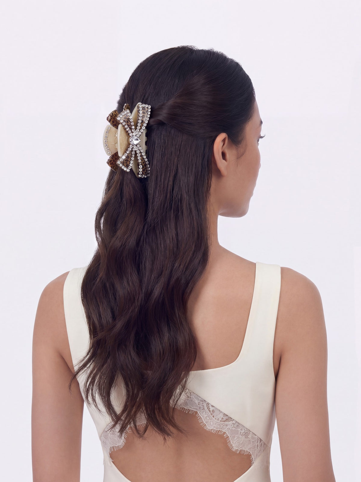 Milania Crystal Bow Beige Hair Clip - Nana Jacqueline