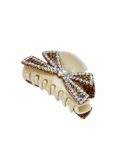 Milania Crystal Bow Beige Hair Clip - Nana Jacqueline