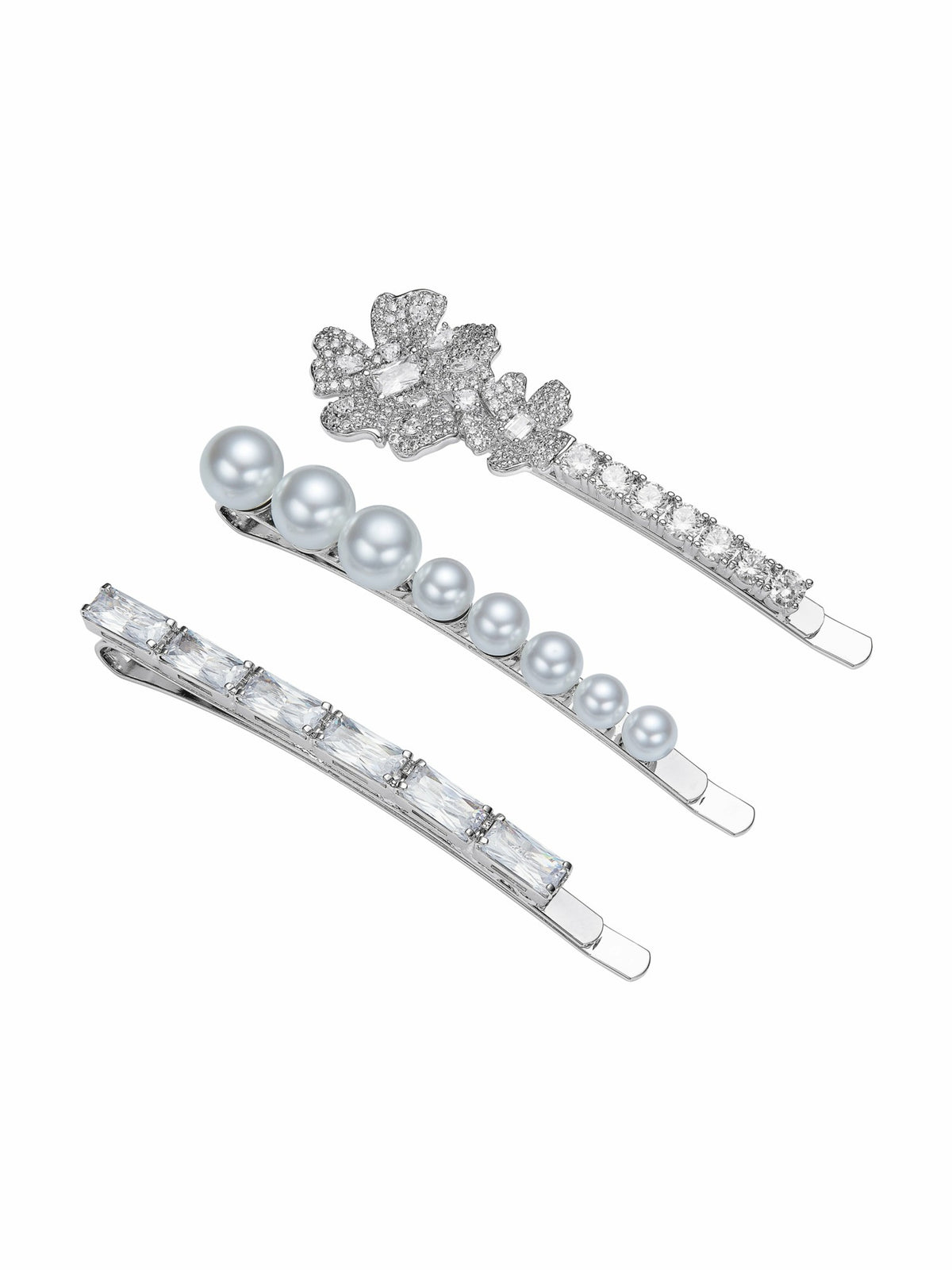 Harlowe Floral Crystal White Hair Clip - Nana Jacqueline