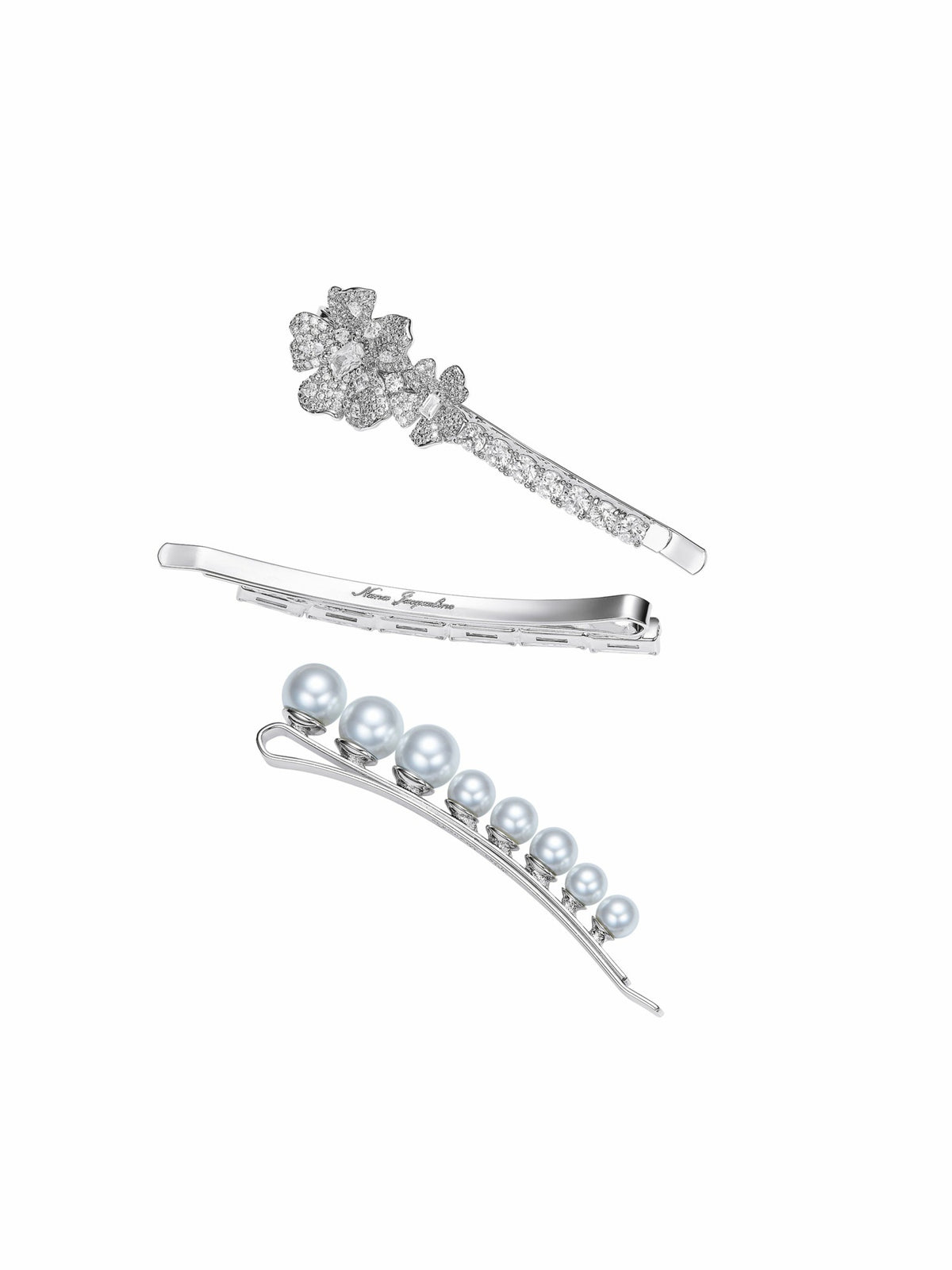 Harlowe Floral Crystal White Hair Clip - Nana Jacqueline
