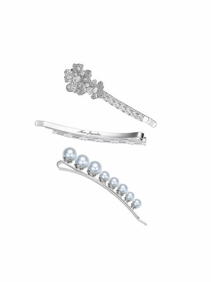 Harlowe Floral Crystal White Hair Clip - Nana Jacqueline