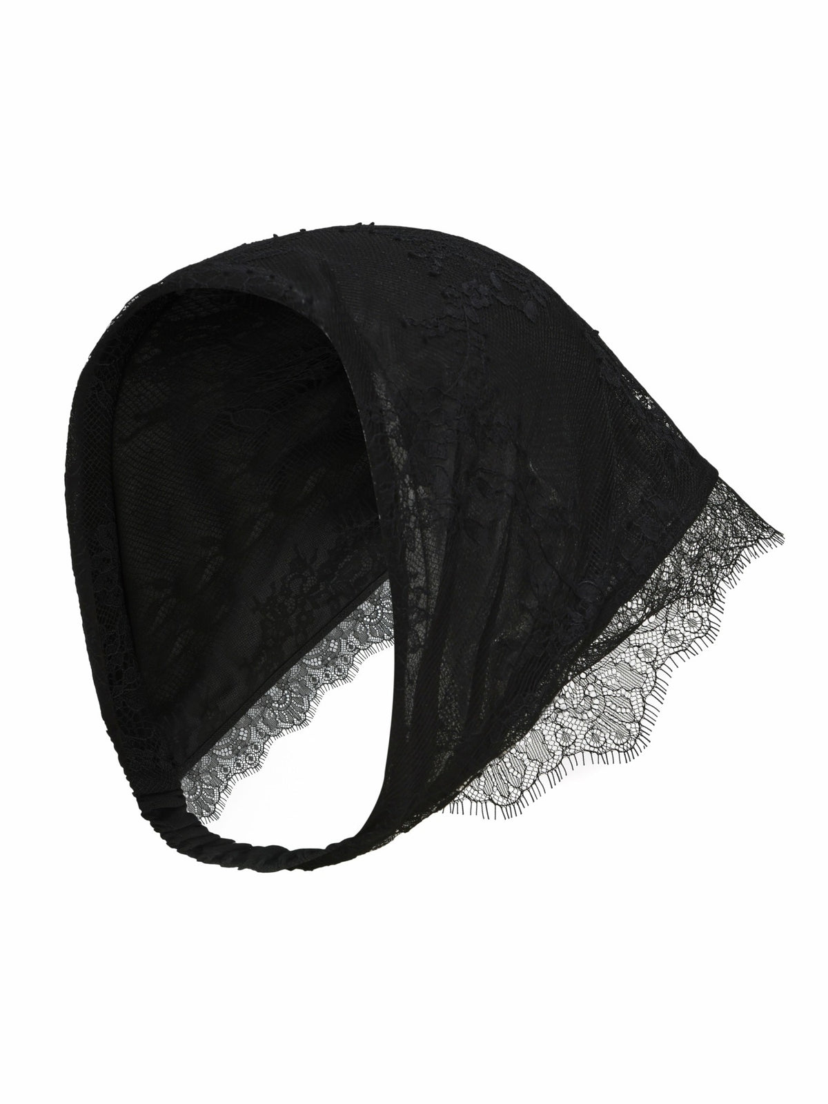 Sylvie Lace-Trim Black Headscarf - Nana Jacqueline