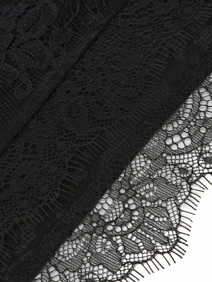 Sylvie Lace-Trim Black Headscarf - Nana Jacqueline
