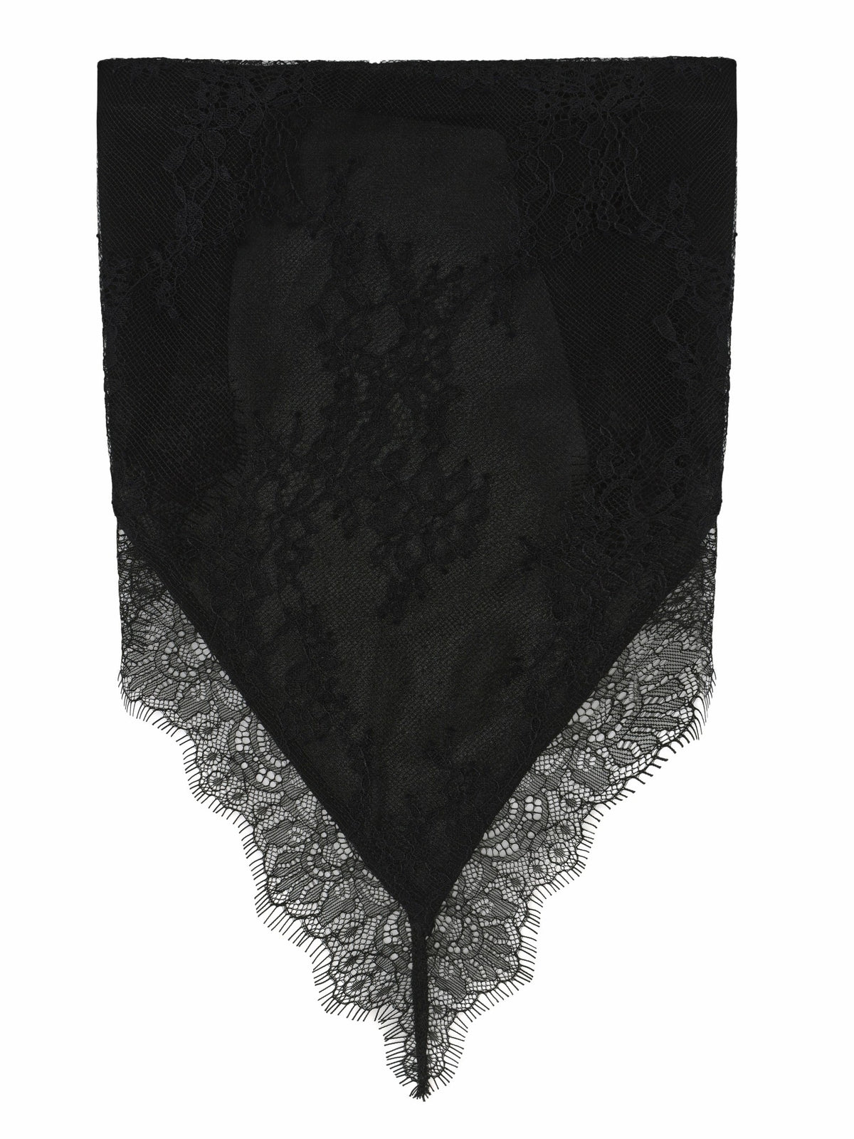 Sylvie Lace-Trim Black Headscarf - Nana Jacqueline