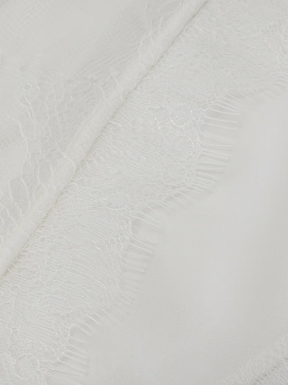 Sylvie Lace-Trim White Headscarf - Nana Jacqueline