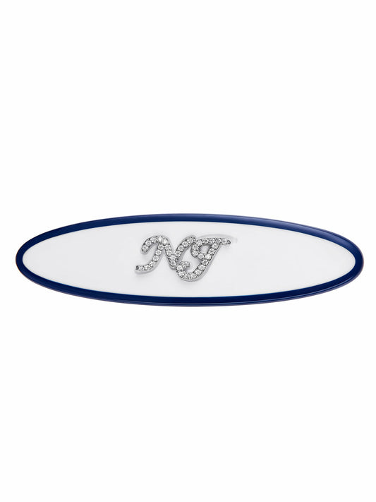 Giana Oval Crystal-Logo White Hair Clip - Nana Jacqueline
