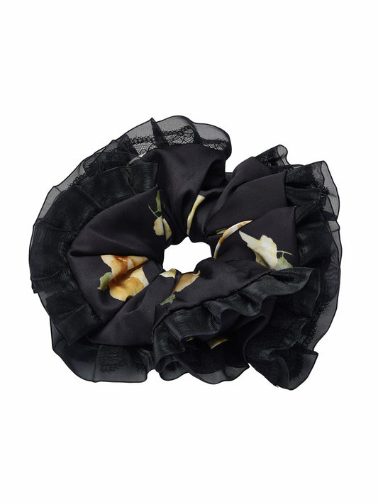 Claudia Lace Ruffle Black Scrunchie - Nana Jacqueline