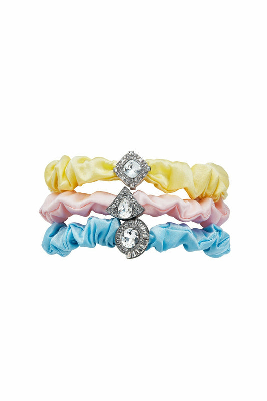 Pastel Silk Scrunchie Set with Crystal Detail - Nana Jacqueline