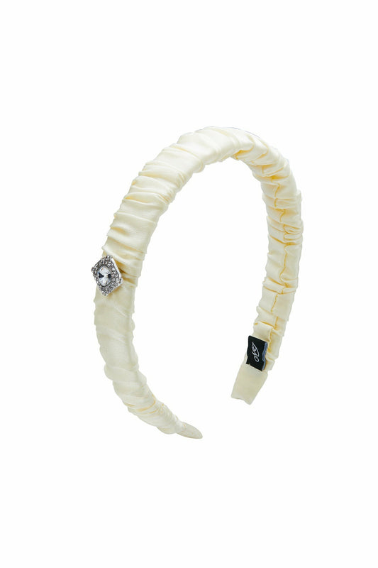 White Silk Headband with Crystal Detail - Nana Jacqueline