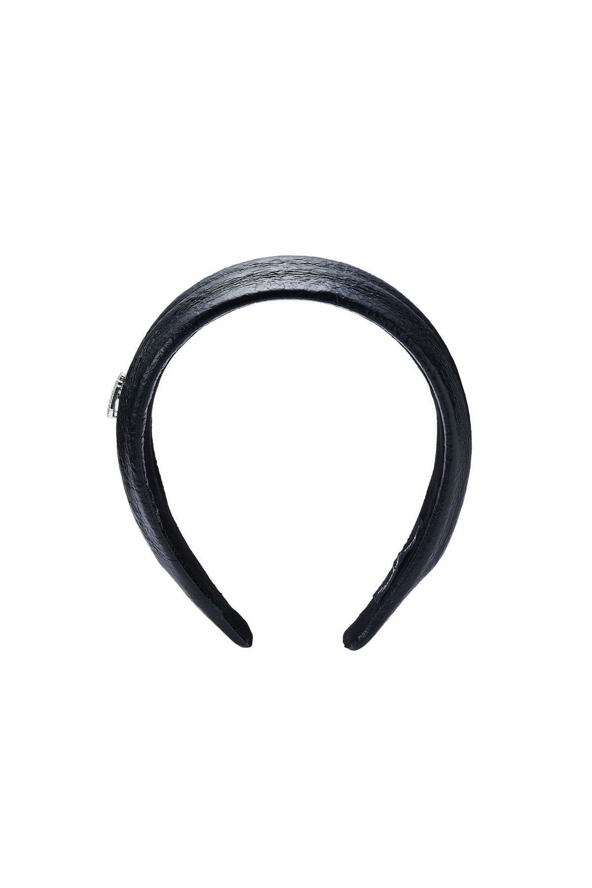 Black Leather Headband with Crystal Detail - Nana Jacqueline