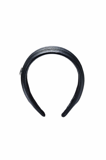 Black Leather Headband with Crystal Detail - Nana Jacqueline