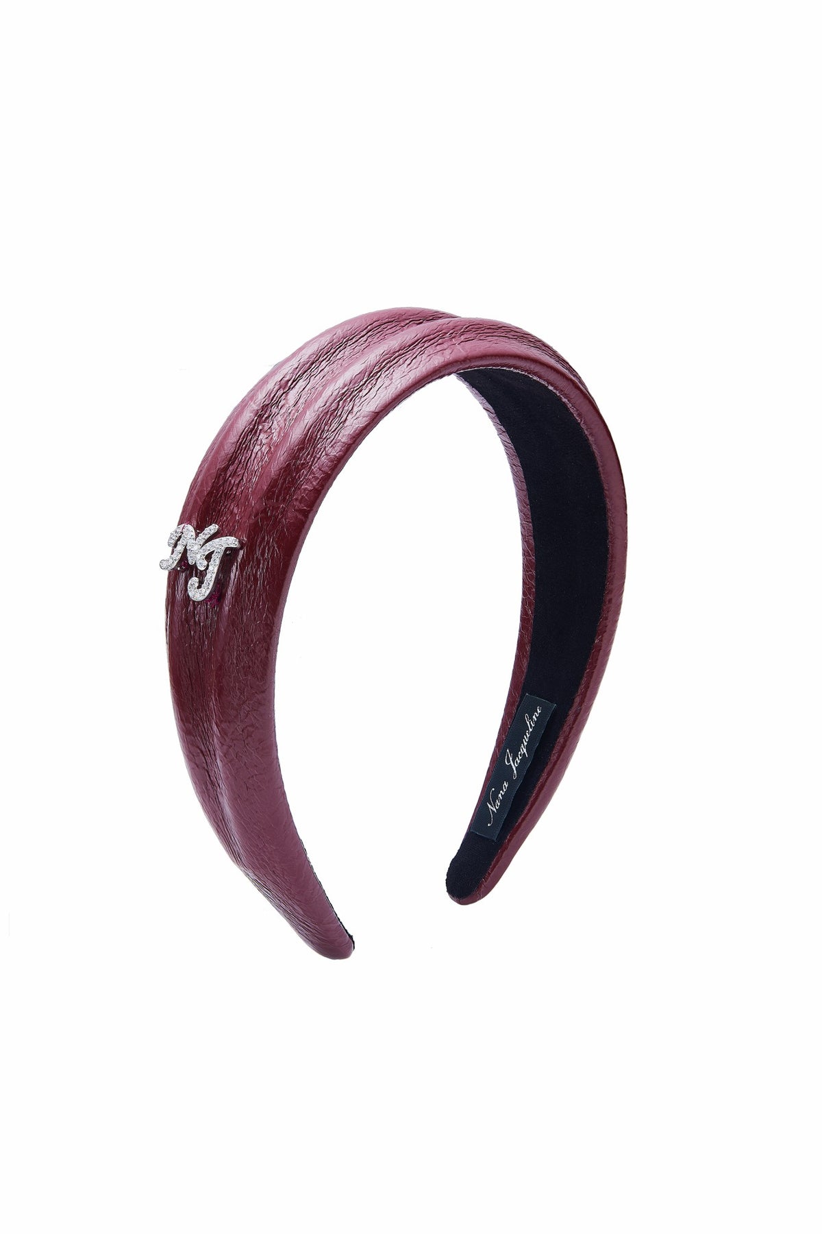 Wine Red Leather Headband with Crystal Detail - Nana Jacqueline