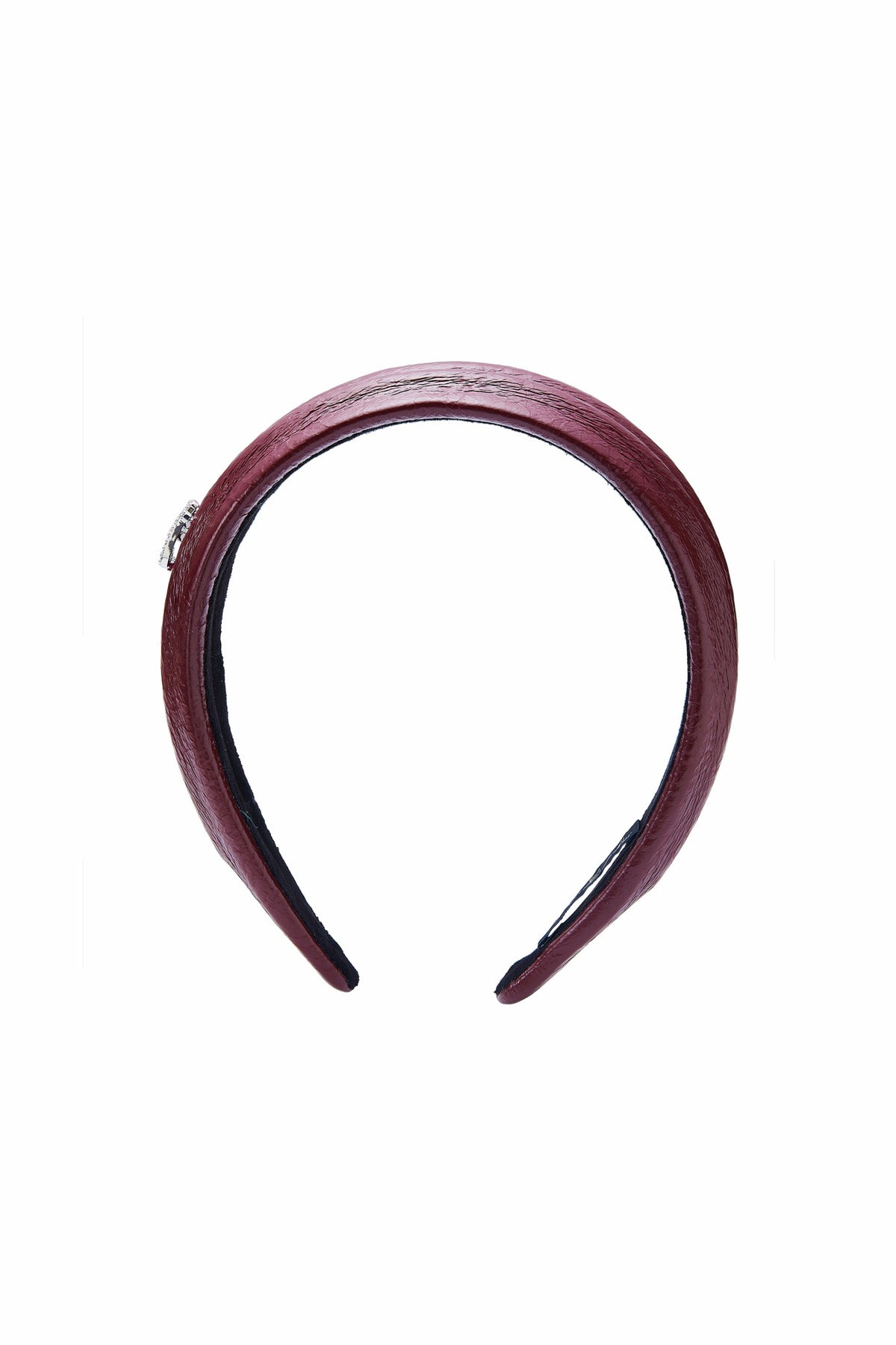 Wine Red Leather Headband with Crystal Detail - Nana Jacqueline