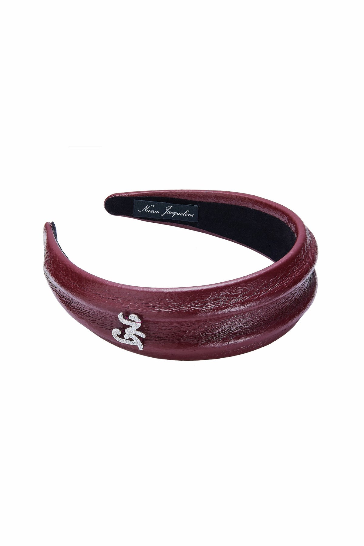 Wine Red Leather Headband with Crystal Detail - Nana Jacqueline