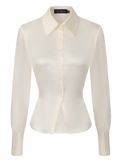 Eva Tie-Back Satin Champagne Shirt - Nana Jacqueline