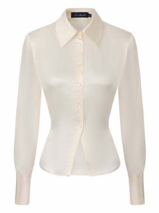 Eva Tie-Back Satin Champagne Shirt - Nana Jacqueline