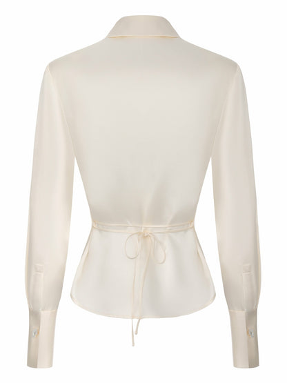 Eva Tie-Back Satin Champagne Shirt - Nana Jacqueline