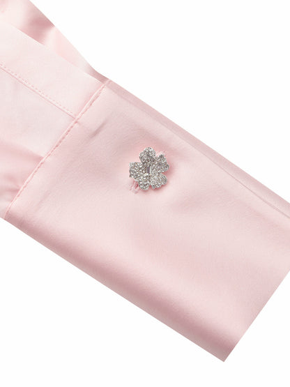 Eva Tie-Back Satin Pink Shirt - Nana Jacqueline