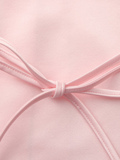Eva Tie-Back Satin Pink Shirt - Nana Jacqueline