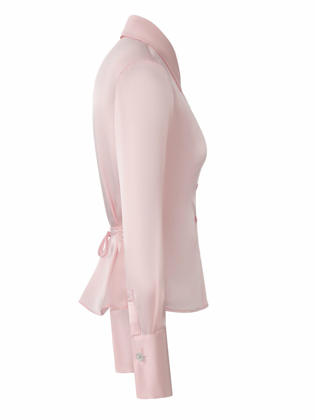 Eva Tie-Back Satin Pink Shirt - Nana Jacqueline