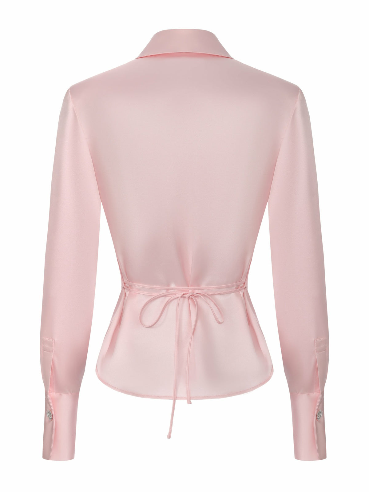 Eva Tie-Back Satin Pink Shirt - Nana Jacqueline