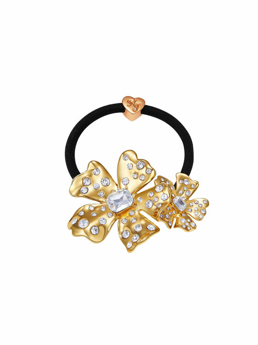 Lilenne Floral Crystal Gold Hair Tie - Nana Jacqueline