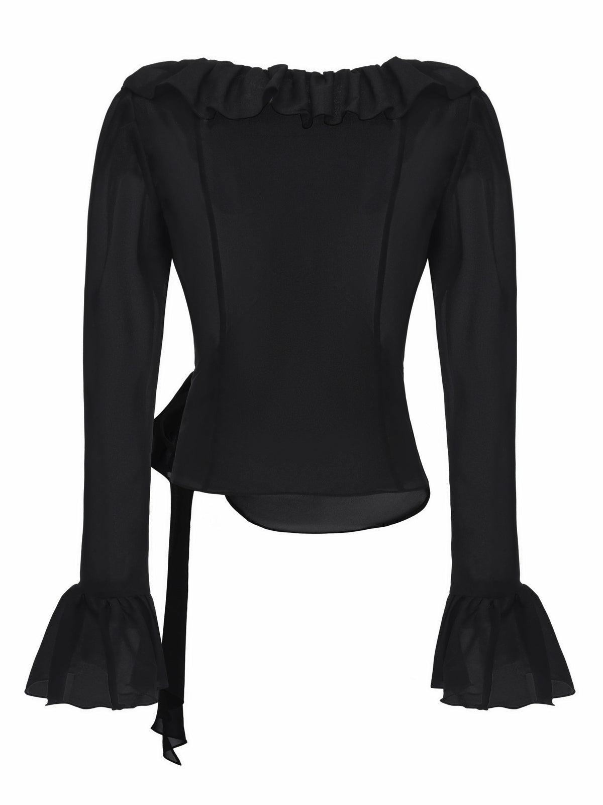 Charlotte Ruffle V-Neck Black Wrap Top - Nana Jacqueline