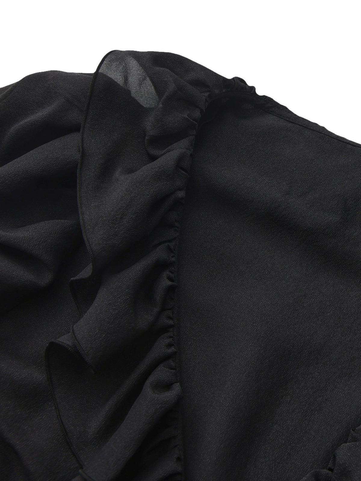 Charlotte Ruffle V-Neck Black Wrap Top - Nana Jacqueline
