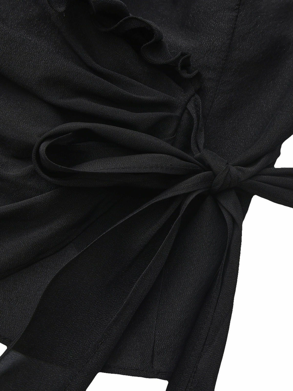 Charlotte Ruffle V-Neck Black Wrap Top - Nana Jacqueline