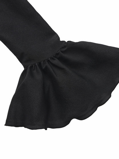 Charlotte Ruffle V-Neck Black Wrap Top - Nana Jacqueline