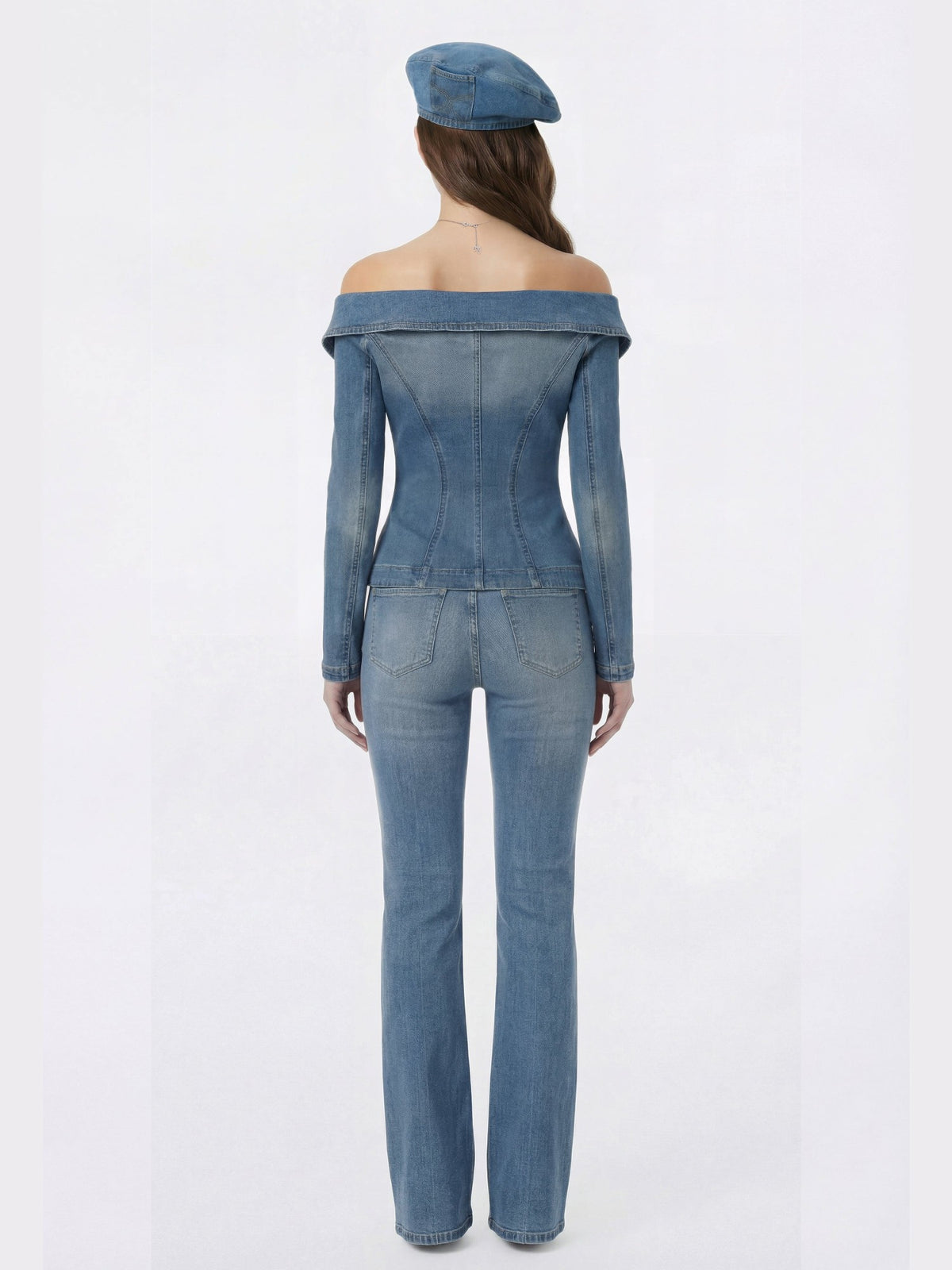 Light Blue Denim Double-Breasted Tailored Top - Nana Jacqueline