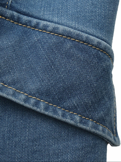 Light Blue Denim Double-Breasted Tailored Top - Nana Jacqueline